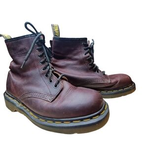 Dr. Martens 1460/59 Maroon Bordo Leather Lace Up Boots Made In England US Size 7